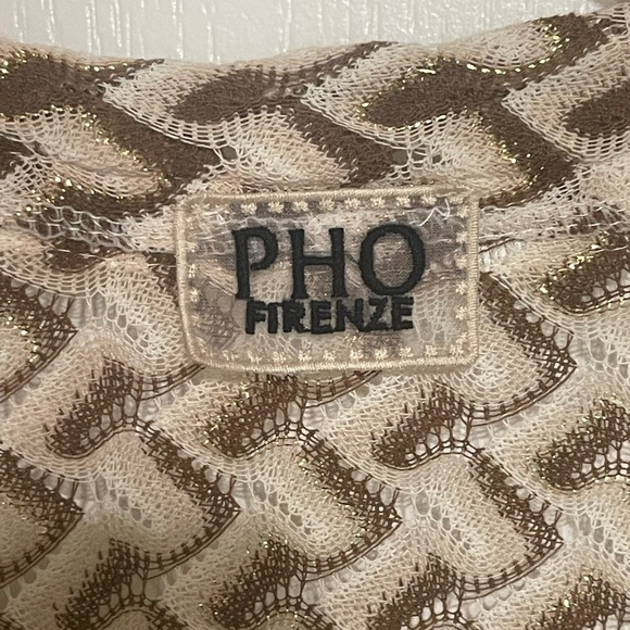 PHO FIRENZE Florence Lace Kimono Fringes Elegant White and Gold Swim Coverup - Picture 5 of 9